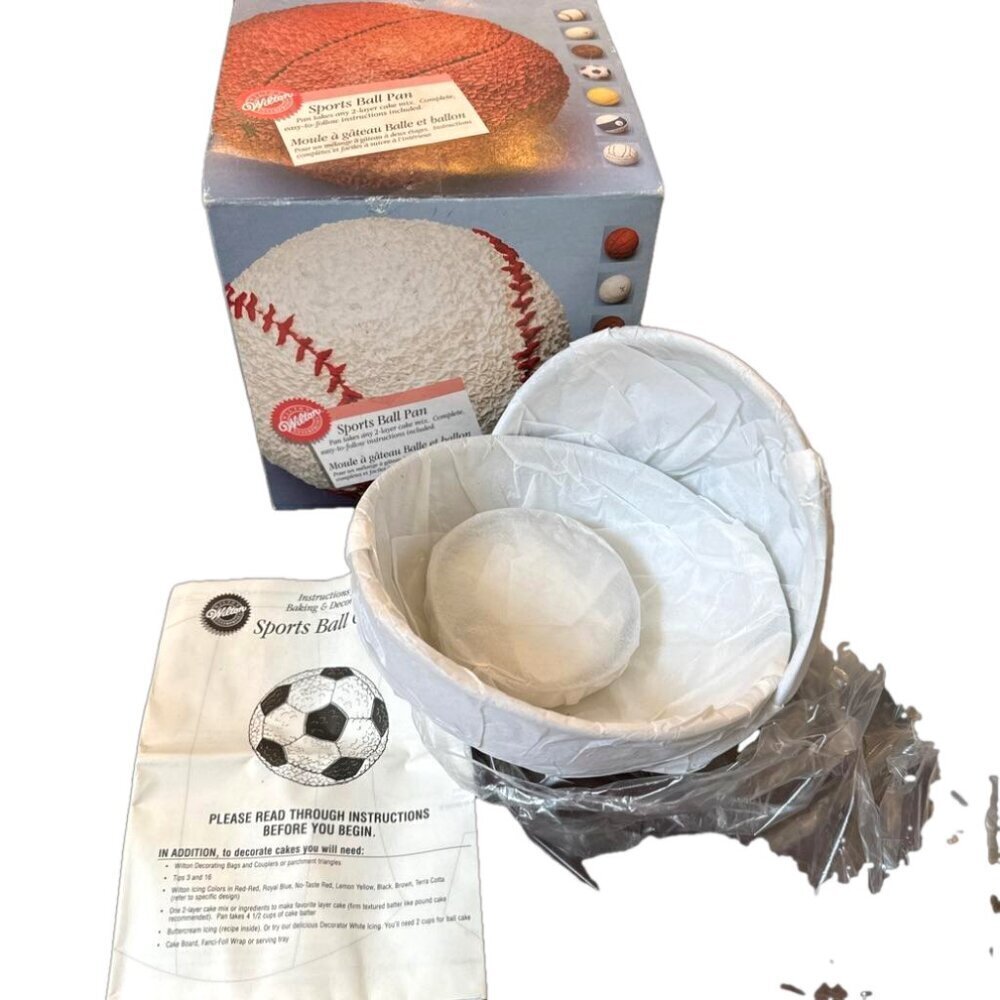 New Wilton Sport Ball 3D Cake Pan. Basketball, Baseball , Soccer